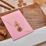 Pink acrylic wedding invitation