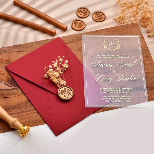 Red wedding invitation card