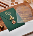 Green acrylic wedding invitation