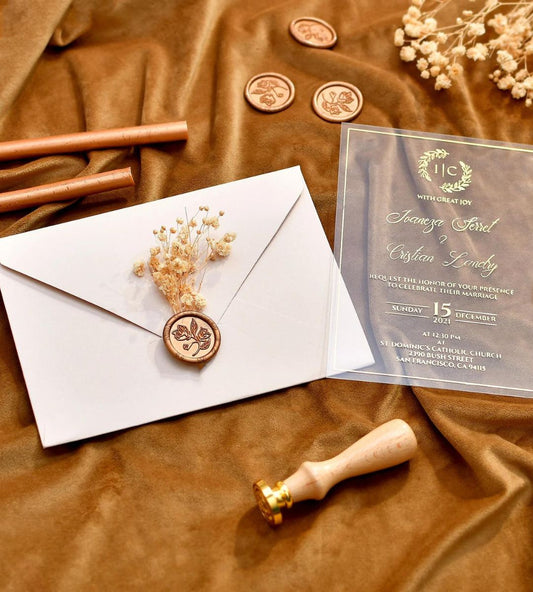 Acrylic wedding invitation with Foil Printing, Wedding Invitation acrylic, Real Gold Foil Printed Invites, Clear Transparent Acrylic