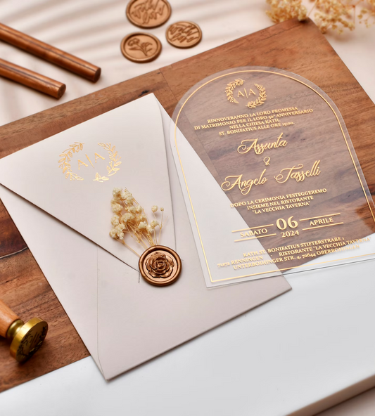 White acrylic wedding invitation