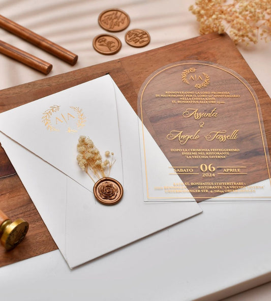 Custom acrylic wedding invitation