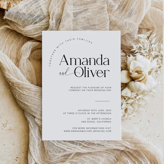 Minimal Wedding Invites with QR Code, Minimalist Wedding Invite Suite, Modern Invite, Simple wedding Invites, RSVP and Details Cards