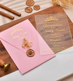 Pink  acrylic custom invitations